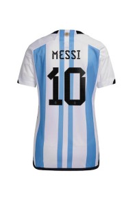 Argentinië Lionel Messi #10 Voetbaltruitje Thuis tenue Dames WK 2022 Korte Mouw